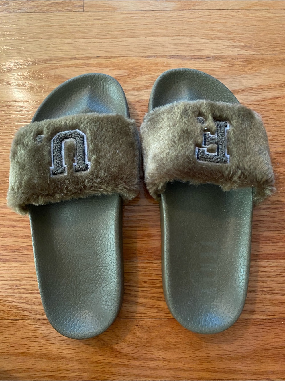 Savage X Fenty Olive Green Furry Slide Sandals